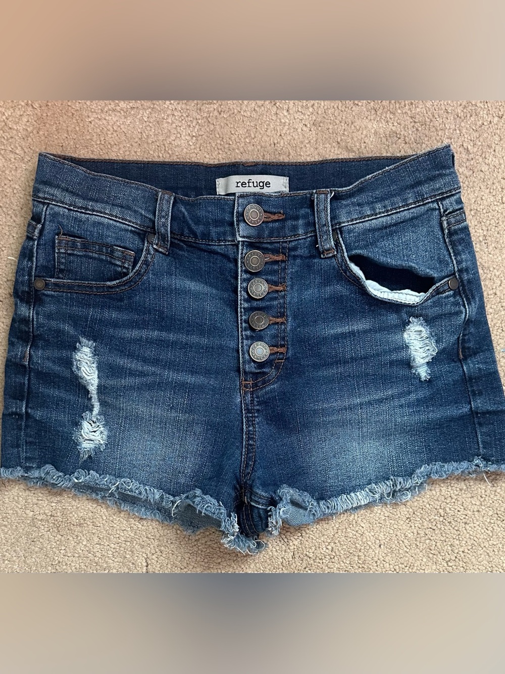 Refuge Denim Distressed Shorts 0
